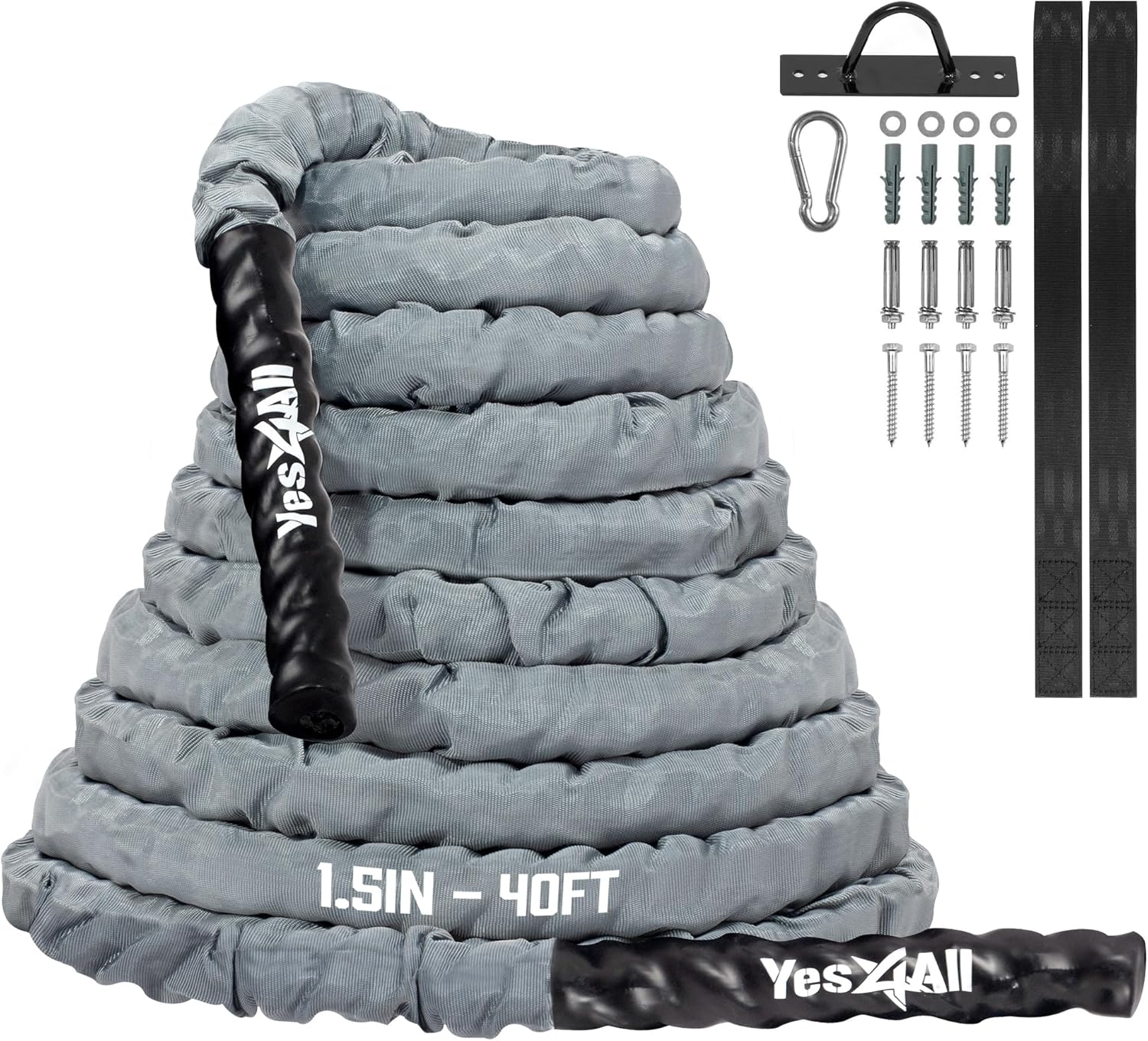 Others Battle Rope with Cover - Grey 1.5 in 40 Ft