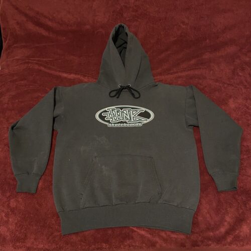 Vintage 90s Think Skateboards Logo Hoodie Sweatsh… - image 1