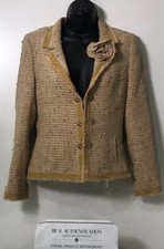  RARE AUTHENTIC CHANEL TWEED CC LOGO BUTTON JACKET WOMEN'S SIZE 38 w/ COA