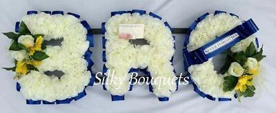 BRO Artificial Silk Funeral Flower Tribute Any3 Letter Wreath Name Sash Memorial