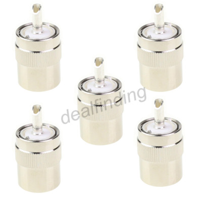 5 x  Connector UHF Male PL259 Plug Solder RG8 RG213 LMR400 Coax Cable Silver US