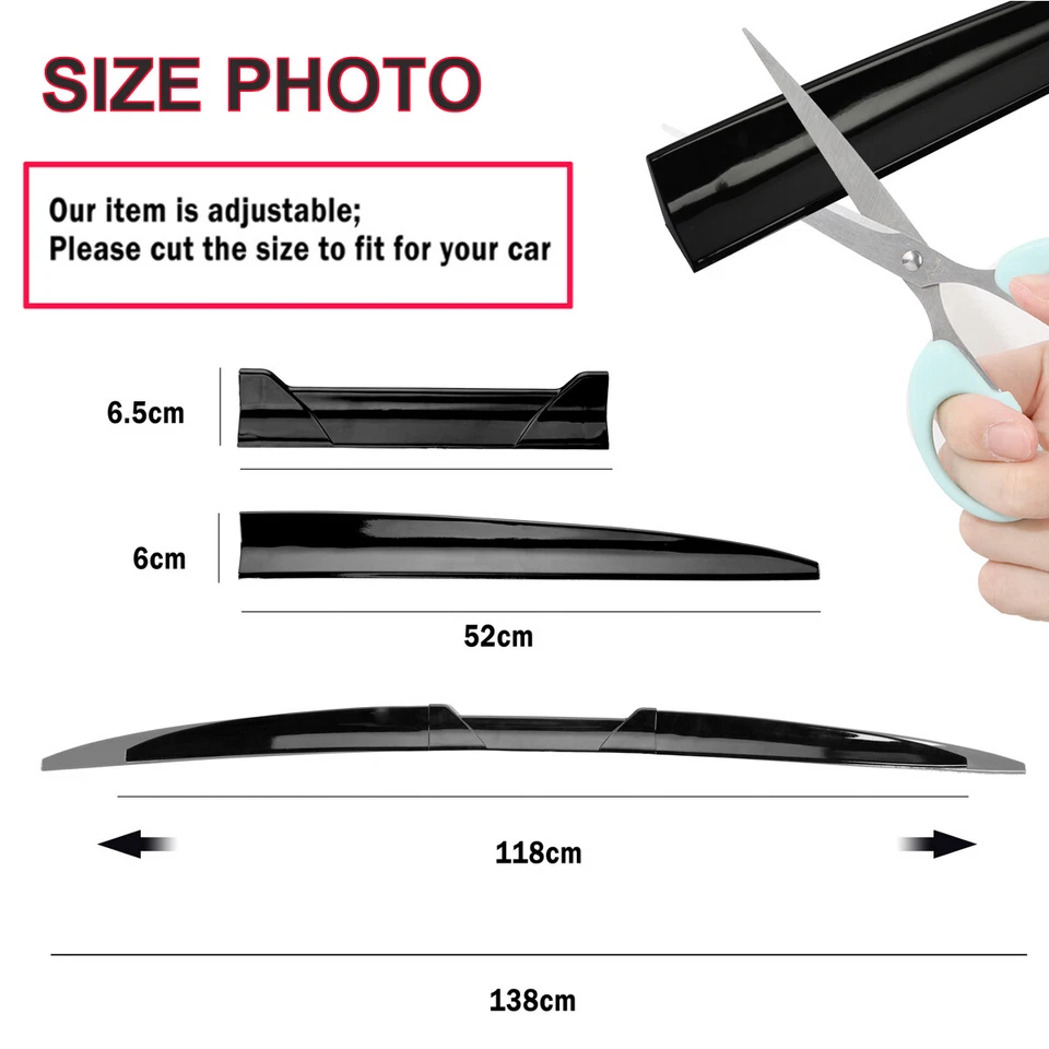 Gloss Black For Audi A4 A5 A6 S3 Adjustable Rear Trunk Spoiler Lip Roof Wing - Image 2 of 4