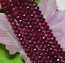 Wholesale 5 Strands Faceted 5X8mm Dark Red Garnet Gems Rondelle Loose Beads 15"