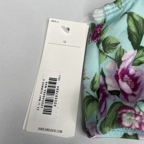 Janie & Jack Girls Size 12 Ruffle High Neck 2 Piece Swimsuit Floral - Picture 4 of 5