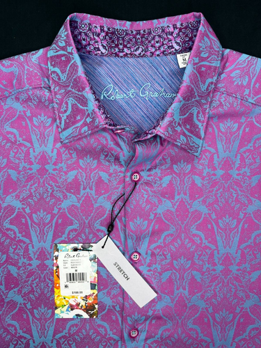 Robert Graham Highland Jacquard Color Único Mediano Calce Clásico Nuevo con Etiquetas $188 - Imagen 2 de 10