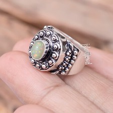 Ethiopian Opal Gemstone 925 Sterling Silver Sparkling Ring Exclusive Jewelry