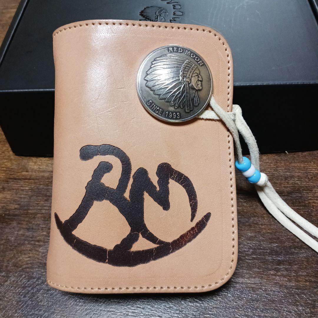 Red Moon Wallet bi-fold middle size rm-hd01aih natural color with box men's