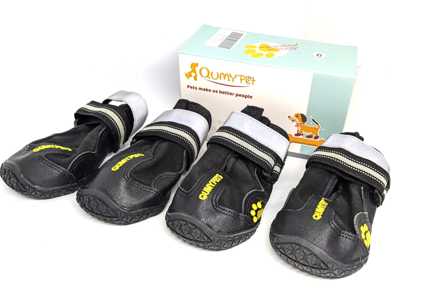 QUMY Pet Performance Black Reflective Dog Shoes Size 6 - German Pointer/Golden?