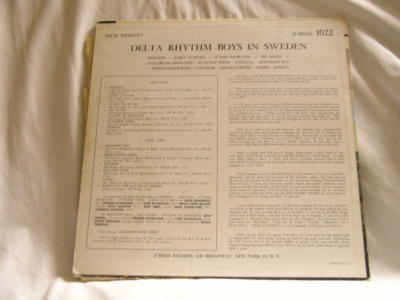 DELTA RHYTHM BOYS in Sweden Arne Domnerus Rolf Berg Jubilee 1022 mono dg LP