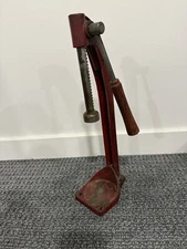 Vintage Everedy Co. Red Cast Iron With Wooden Handle Soda Beer Bottle Capper