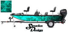 Crappie Fishing Boat Bass Fish Teal Decal Black USA Vinyl Wrap Graphic Skeletons