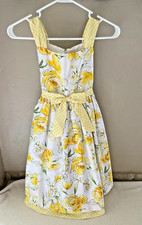 Jayne Copeland Girls Sundress Sleeveless Yellow Roses Checked Ribbon Long 7