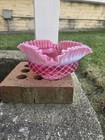 Lovely~Vintage FENTON BRIDES BASKET Bowl Diamond Weave NM Clean Beautiful ! — photo 10