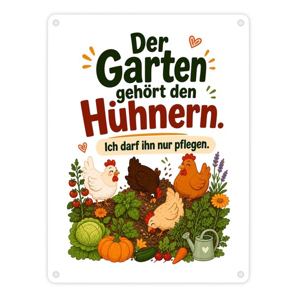 Metallschild In 15X20 Cm HüHnergarten - HüHnerfans Schild Mit Spruch: Ich Darf-image