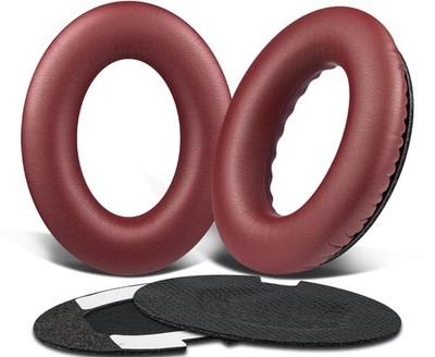 SoloWIT Protein Leather Earpads Cushions for Bose Headphones, Burgundy&Black 