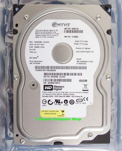 IBM eServer P/N 39M0129 3.5'' internal PATA 40GB hard disk drive HDD