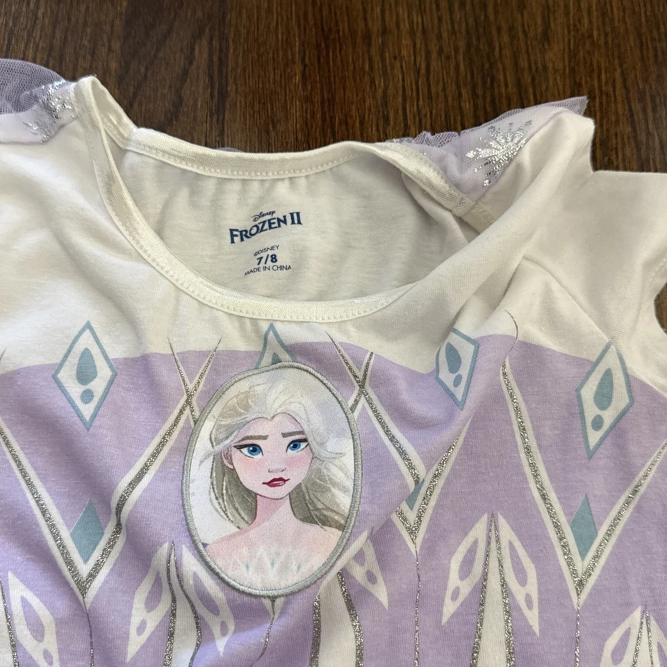 Disney Frozen II Elsa White & Purple Tulle Dress with Cape Size 7/8 years old - Image 2 of 4