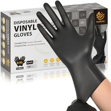 Food Grade Gloves Disposable Latex Powder Free, Black Vinyl Gloves
