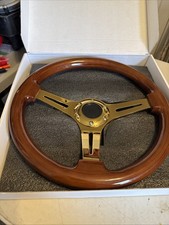 Hiwowsport Universal 14 350mm Wood Grain Steering Wheel 6 Bolts 1.75 Dish Wood