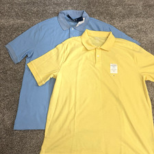 NWT Lot 2 Saddlebred Blue / Yellow Comfort Flex Golf Polo Shirts Men's Size L