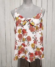 NEW Loft Outlet M White Ivory Floral Cami Tank Top Cottage Coquette Boho Coastal