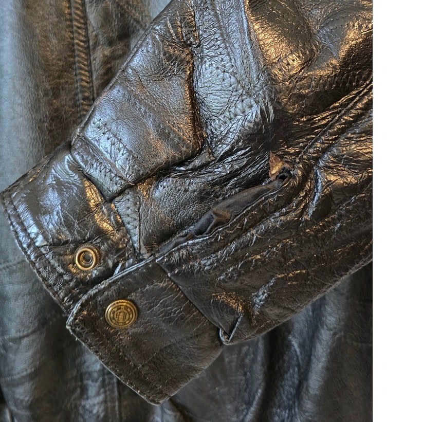 Vintage ROADPRO Patchwork Black Leather Bomber Ja… - image 6