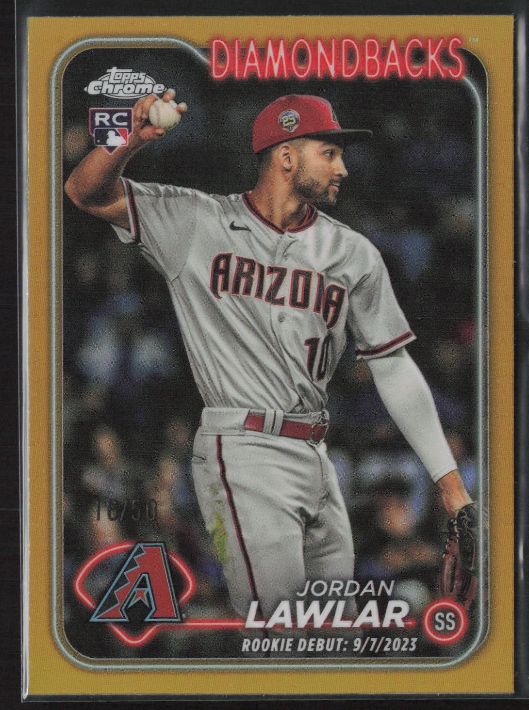 2024 Topps Chrome Update #USC51 Jordan Lawlar Gold Refractor #/50 Rookie RC