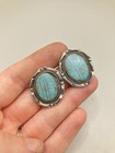 Vintage Sterling Silver Native American Southwestern Turquoise Inlay Earrings — photo 4