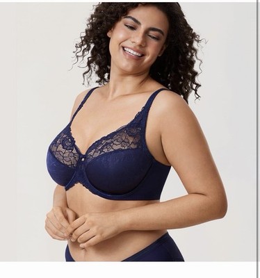 DELIMIRA Plus Minimizer Bra Full Coverage Underwire Unlined Lace Support 42I
