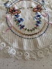 VTG Cotton Linen Table Runner With Floral Embroidery Butterflies  Trim 38” X 14” — photo 3