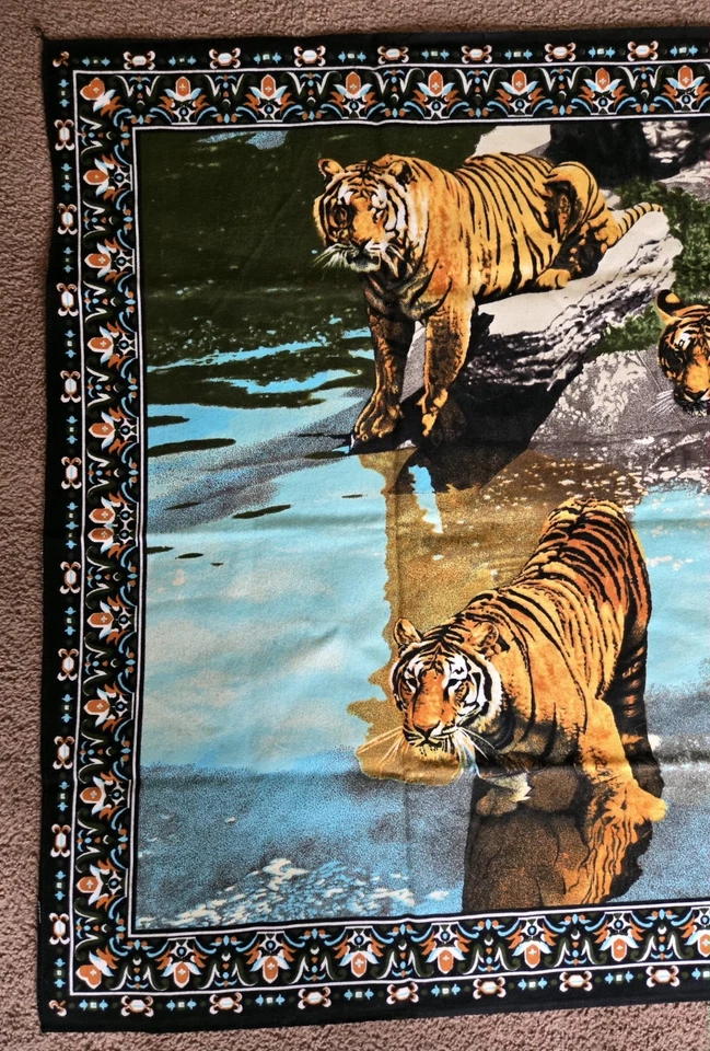 "Tapiz de safari de tigre de colección gato de la selva colgante de pared naturaleza obras de arte 58""x38""" Foto 2 de 4