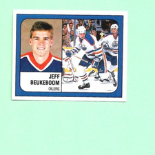 (1) JEFF BEUKEBOOM 1988-89 PANINI STICKER # 56 OILERS ROOKIE NM (N1414)