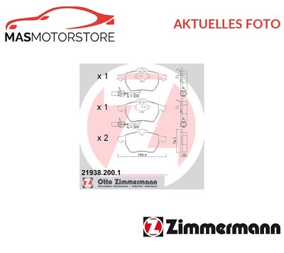 SATZ BREMSBELÄGE BREMSKLÖTZE VORNE ZIMMERMANN 219382001 P FÜR AUDI A6,C5
