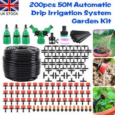 200pcs Drip Irrigation Kit 50M Hose Garden Greenhouse Automatic Watering System