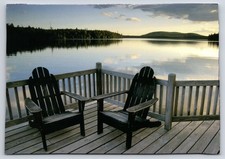 Adirondack Chairs on Deck Overlooking Lake Adirondacks Postcard