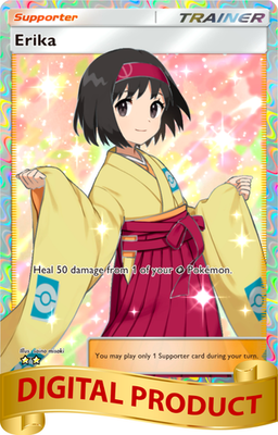 #ad Pokemon Pocket TCG Trading Card Game 2 Star Full Art Erika Genetic Apex DIGITAL $6.99