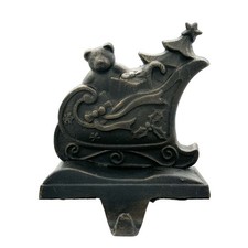 Cast Iron Santa s Sleigh With Toys Mantel Christmas Stocking Hanger Cottagecore