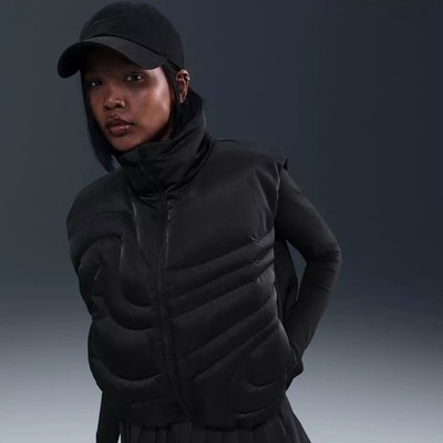 NEW $225 Nike Swoosh Series Down Vest Black HV5245-010 Oversized Women Size S