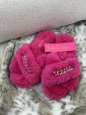 Lilly Pulitzer Layla Ru Pink Grenadine Women  s Slippers Sz S 5/6 NWT