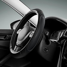 Car Steering Wheel Cover - Microfiber Leather Steering Wheel Wrap Sports Black