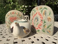 2 Exquisite Vintage, Indian, Hand Embroidered Tea Cosies in Crewel Work, 1955