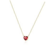 Dainty Gold Heart Necklace for Women Trendy 14K Tiny Red Heart Necklace-Gold