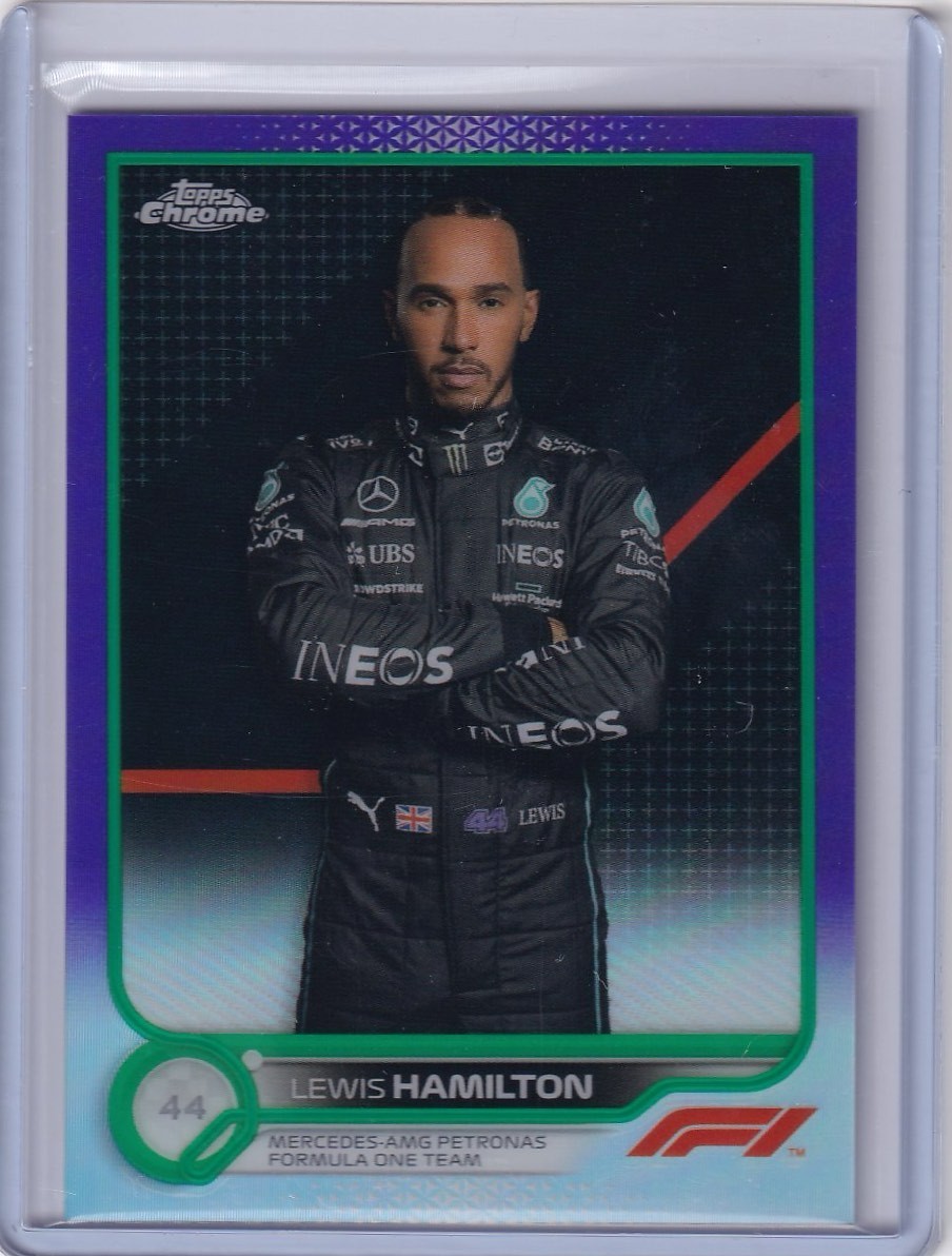 2022 Topps Chrome Formula 1 - Lewis Hamilton Purple/Green Refractor Portrait #5