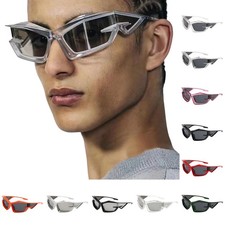 Cool Futuristic For Men Women Sports Wrap Around Shield Cat Eye Glasses Alien