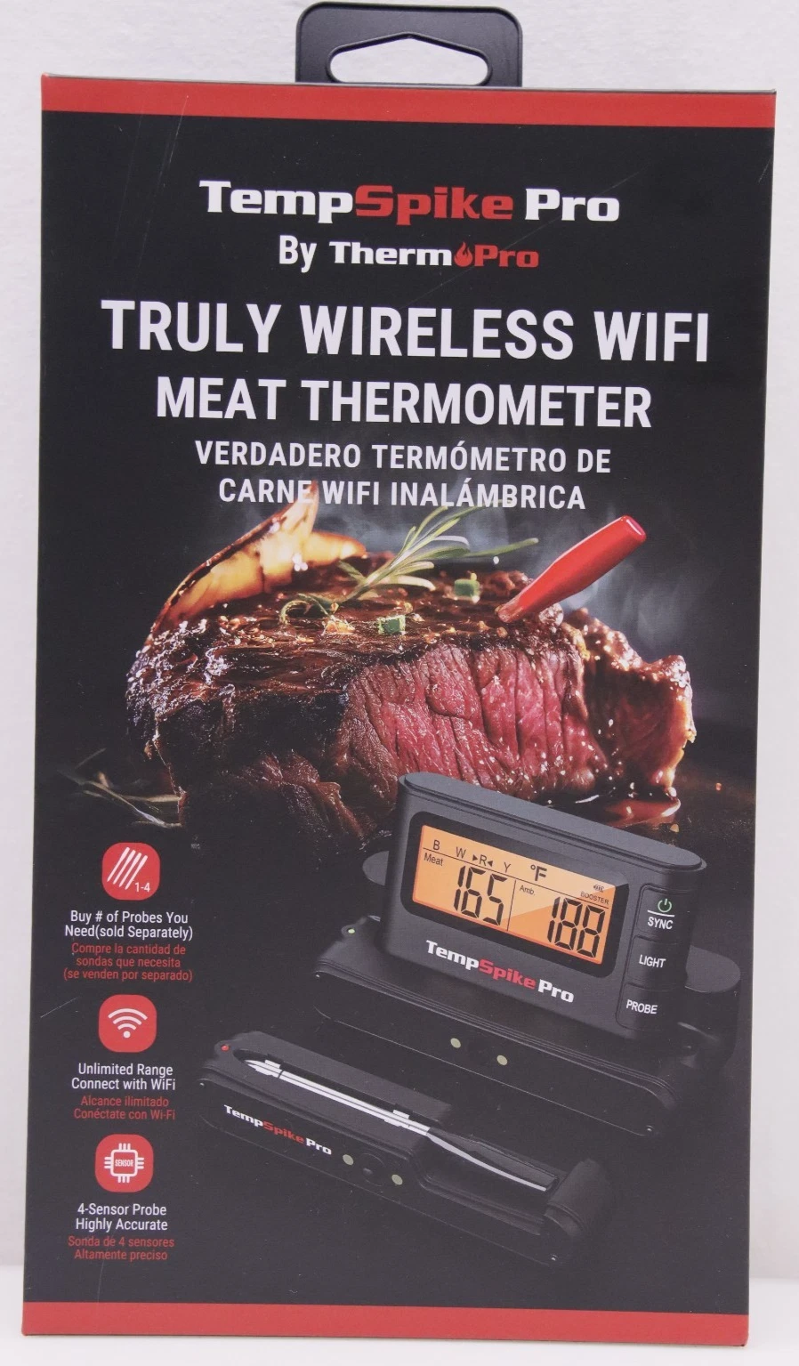 Temp Spike Pro TP980W Wireless WiFi Meat Thermometer - Brand New
Opens in a new window or tab