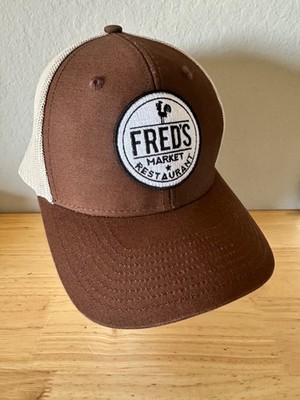 Freds Restaurant Lakeland FL Hat Cap Vintage Trucker Brown White Buffet Country