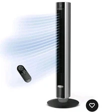 Lasko 42” WhisperForce DC Technology Tower Fan, 29 ft/s Airflow, Remote, Black