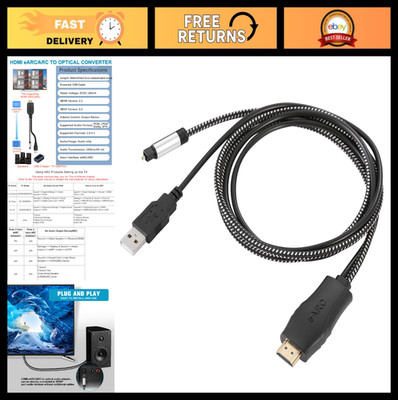 HDMI eARC/ARC to Optical Audio Converter, 3.4ft Cable, Dolby/DTS 5.1, Plug & Pla
