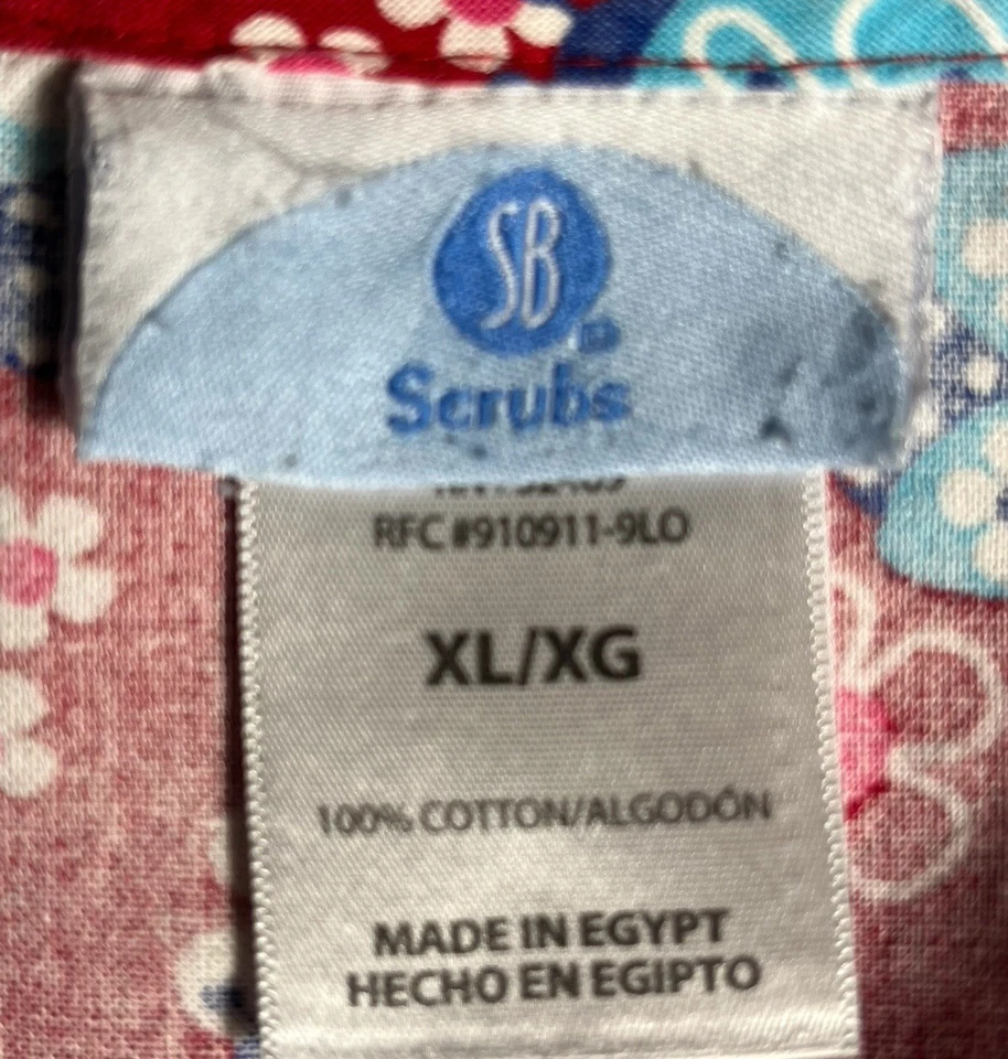 Blusa Médica SB para Mujer XL Roja Ladybugs Bolsillos 100% Algodón Foto 3 de 4