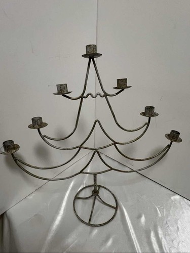 Rustic Metal Christmas Tree Candelabra 7 Candle Holder